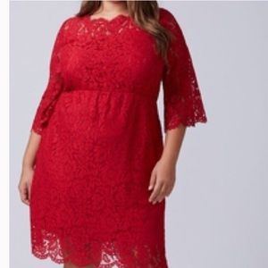 Red lace 3/4 sleeve dress